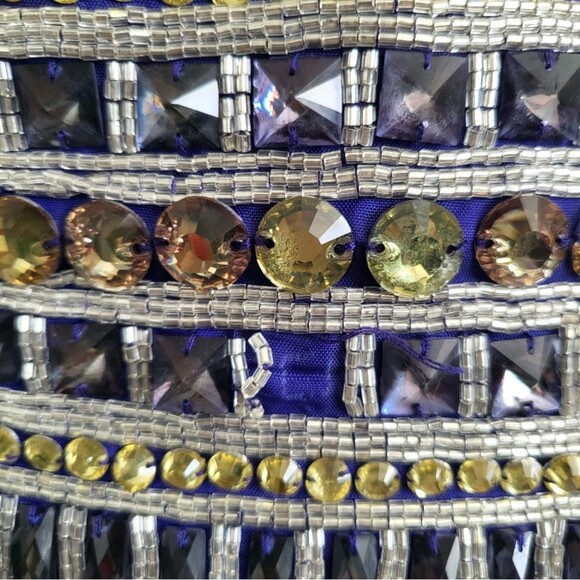 Sherri Hill Purple Rhinestone Strapless Chiffon Mini Gown Dress Size 12 - Picture 6 of 16